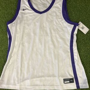Women’s Nike Basketball Jersey White Purple Piping New With Tags Av2219-110